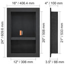 Shower Niche Ready for Tile 40.64 x 60.96 cm, 16 x 24 inch Double Shelf Organizer, Square Corners Wall-inserted Niche Recessed, Sealed Protection Modern Soap Storage Niche for Shower Bathroom, Black-8
