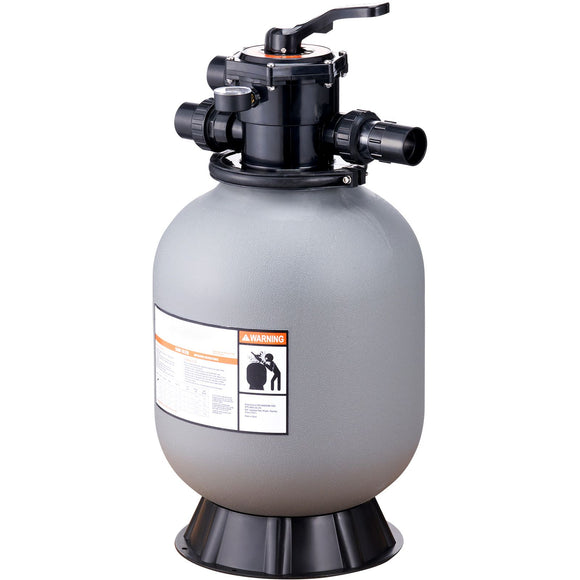 Sand Filter, 16-inch, 406.4mm, Up to 35 GPM Flow Rate, Above Inground Swimming Pool Sand Filter System with 7-Way Multi-Port Valve, Filter, Backwash, Rinse, Recirculate, Waste, Winter, Closed Functions