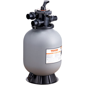 VEVOR Sand Filter, 16-inch, 406.4mm, Up to 35 GPM Flow Rate, Above Inground Swimming Pool Sand Filter System with 7-Way Multi-Port Valve, Filter, Backwash, Rinse, Recirculate, Waste, Winter, Closed Functions