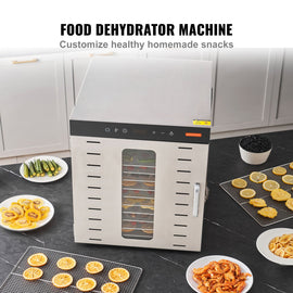 10 Trays Food Dehydrator Machine Stainless Steel 1000W Jerky Fruit Drying - 0