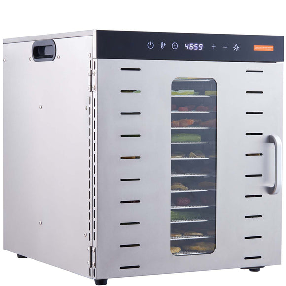 10 Trays Food Dehydrator Machine Stainless Steel 1000W Jerky Fruit Drying