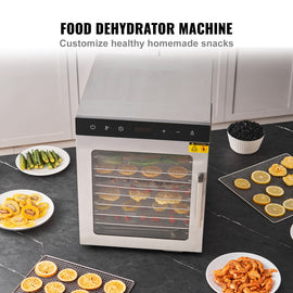 10 Trays Food Dehydrator Machine Stainless Steel 800W Jerky Fruit Drying - 0