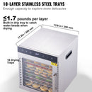 10 Trays Food Dehydrator Machine Stainless Steel 800W Jerky Fruit Drying-3