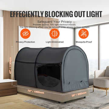 Bed Tent, Pongee Fabric, 4 Doors Breathable Dream Tent with 7 mm Fiber Poles on Bed Privacy, Full Size Block out Light Sleeping Bed Canopy, Fit for Kids Playhouse and Adults Sleeping Tent - 0