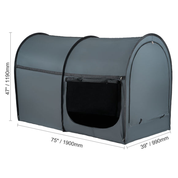 Bed Tent, Pongee Fabric, 4 Doors Breathable Dream Tent with 7 mm Fiber Poles on Bed Privacy, Full Size Block out Light Sleeping Bed Canopy, Fit for Kids Playhouse and Adults Sleeping Tent