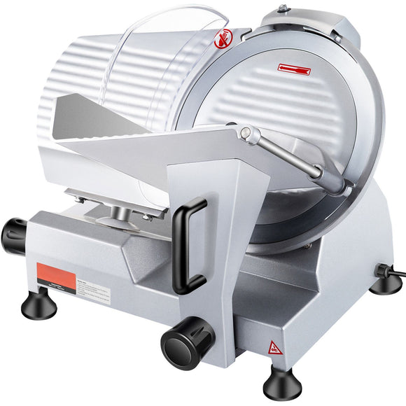 Commercial Meat Slicer, 240W Electric Deli Food Slicer, 10 inch Carbon Steel Blade Electric Food Slicer, 350-400RPM Meat Slicer, 0 - 0.47 inch Adjustable Thickness for Commercial and Home Use