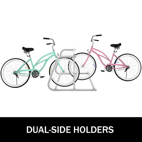 10 Holders Floor Bike Rack, 59" Length All-Steel Grid Bike Rack, 10-Bike Capacity Dual-Side Storage Stand for Garages Streets Yards Bike Events