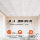 Ceiling Tiles 12-Pack 24 x 24 in PVC Easy Installation White Echo Pattern-4