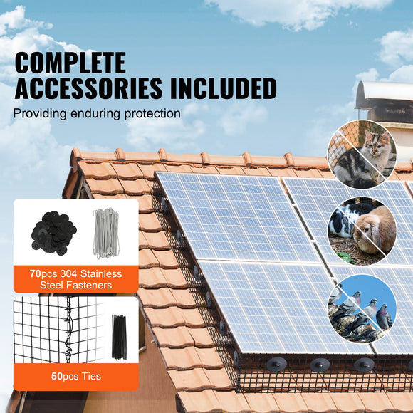 VEVOR 8in x 100ft Solar Panel Bird Guard Critter Guard Roll Kit 70pcs Fasteners