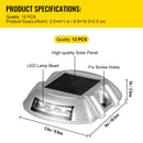 Driveway Lights 12-Pack Solar Driveway Lights Bright White with Screws Solar Deck Lights Outdoor Waterproof Wireless Dock Lights 6 LEDs for Path Warning Garden Walkway Sidewalk Steps-7