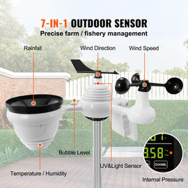 7-in-1 Wi-Fi Weather Station, 7.5 in Color Display, Home Weather Station Indoor Outdoor, with Solar Wireless Outdoor Sensor Alarm Alerts, for Temperature Humidity Wind Speed/Direction Rain - 0
