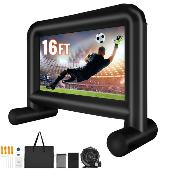Inflatable Movie Screen, 16 FT Inflatable Projector Screen for Outside with Blower and Carrying Bag, Front/Rear Projection, Oxford Fabric Blow Up Screen for Outdoor Parties Backyard Movie Night
