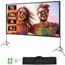 Projector Screen with Stand, 150 inch 16:9 4K 1080 HD Outdoor Movie Screen with Stand, Wrinkle-Free Projection Screen with Tripods and Carry Bag, for Home Theater Cinema Backyard Movie Night-9