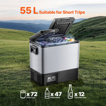 Portable Car Refrigerator Freezer Compressor 55L Dual Zone for Car Home - 0