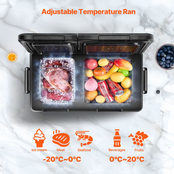 Portable Car Refrigerator Freezer Compressor 55L Dual Zone for Car Home