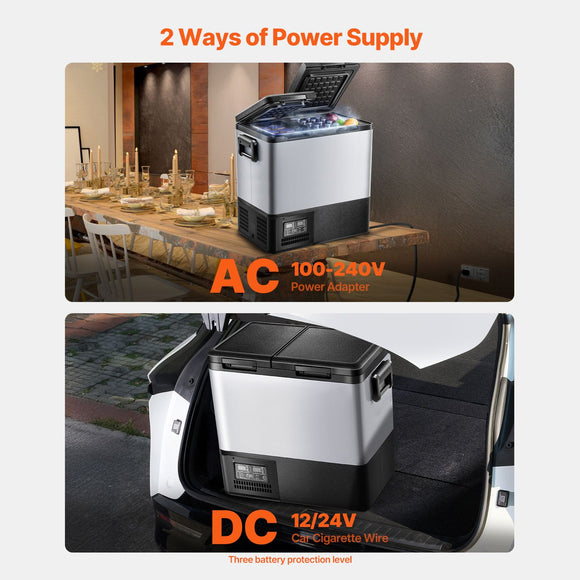 Portable Car Refrigerator Freezer Compressor 55L Dual Zone for Car Home