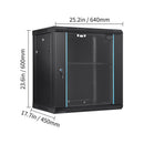 Wall Mount Network Server Cabinet, 393.7 mm Deep, Server Rack Cabinet Enclosure, 90.72 kg Max. Ground-mounted Load Capacity, with Locking Glass Door Side Panels, for IT Equipment, A/V Devices-8