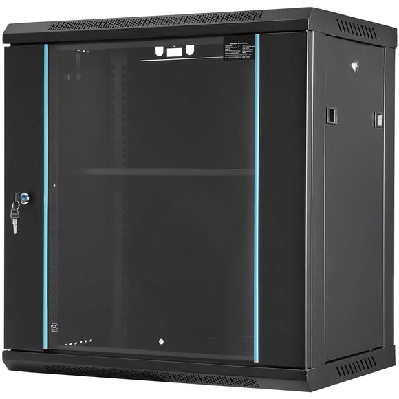 Wall Mount Network Server Cabinet, 393.7 mm Deep, Server Rack Cabinet Enclosure, 90.72 kg Max. Ground-mounted Load Capacity, with Locking Glass Door Side Panels, for IT Equipment, A/V Devices