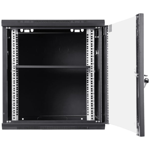 Wall Mount Network Server Cabinet, 393.7 mm Deep, Server Rack Cabinet Enclosure, 90.72 kg Max. Ground-mounted Load Capacity, with Locking Glass Door Side Panels, for IT Equipment, A/V Devices