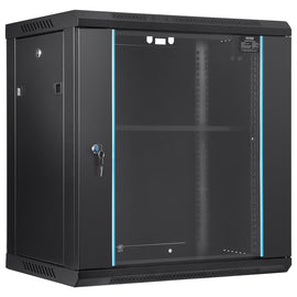 VEVOR Wall Mount Network Server Cabinet, 393.7 mm Deep, Server Rack Cabinet Enclosure, 90.72 kg Max. Ground-mounted Load Capacity, with Locking Glass Door Side Panels, for IT Equipment, A/V Devices