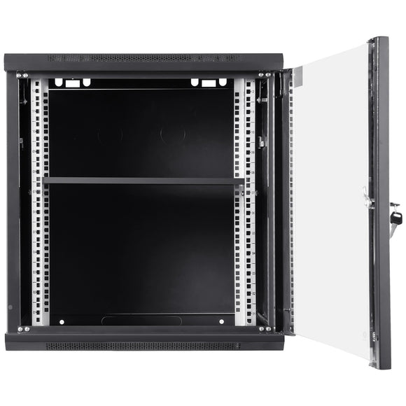 VEVOR Wall Mount Network Server Cabinet, 393.7 mm Deep, Server Rack Cabinet Enclosure, 90.72 kg Max. Ground-mounted Load Capacity, with Locking Glass Door Side Panels, for IT Equipment, A/V Devices