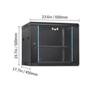 9U Wall Mount Network Server Cabinet, 39.37 cm Deep, Server Rack Cabinet Enclosure, 90.7 kg Max. Ground-mounted Load Capacity, with Locking Glass Door Side Panels, for IT Equipment, A/V Devices-8