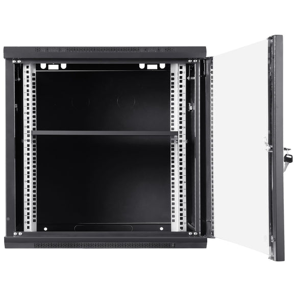 9U Wall Mount Network Server Cabinet, 39.37 cm Deep, Server Rack Cabinet Enclosure, 90.7 kg Max. Ground-mounted Load Capacity, with Locking Glass Door Side Panels, for IT Equipment, A/V Devices