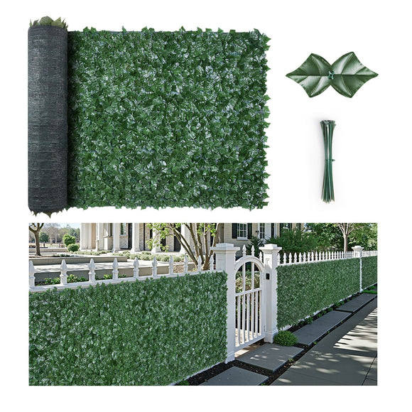Ivy Privacy Fence, 59 x 98 in Artificial Green Wall Screen, Greenery Ivy Fence with Mesh Cloth Backing and Strengthened Joint, Faux Hedges Vine Leaf Decoration for Outdoor Garden, Yard, Balcony