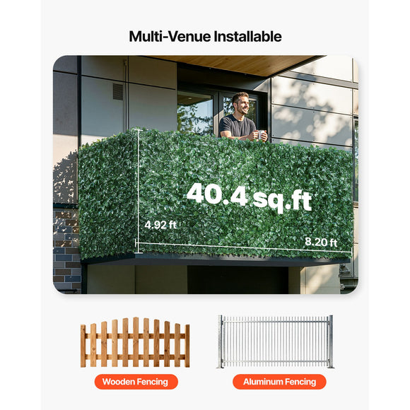 Ivy Privacy Fence, 59 x 98 in Artificial Green Wall Screen, Greenery Ivy Fence with Mesh Cloth Backing and Strengthened Joint, Faux Hedges Vine Leaf Decoration for Outdoor Garden, Yard, Balcony