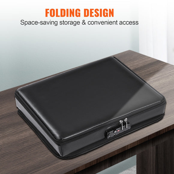 VEVOR Fireproof Document Box, Fireproof Document Bag with Lock 2000_, Fireproof and Waterproof File Box 450x140x315 mm with Zipper & Handle, for Money, Documents, Jewelry and Passport