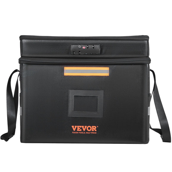 VEVOR Fireproof Document Box, Fireproof Document Bag with Lock 2000_, Fireproof and Waterproof File Box 450x140x315 mm with Zipper & Handle, for Money, Documents, Jewelry and Passport