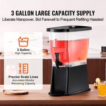 Beverage Dispenser, 3 Gallon Drink Dispenser for Parties, Plastic Juice Dispenser with Stand Spigot Lid, Iced Tea Lemonade Juice Water Dispenser, for Restaurants, Hotels, Parties - 0