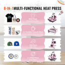 Heat Press Machine 12x15 in 5 in 1 with 30oz Tumbler Press T-Shirts Pink-2