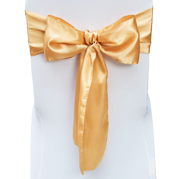 Stretch Spandex Chair Sashes Bows, Chair Slipcover and Stretch Chair Sash, Elastic Chair Bands, Fitting Wedding, Holiday, Banquet, Party, Celebration Chair Decoration (50 PCS Gold)