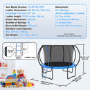10FT Trampoline, 330 lbs Trampoline with Enclosure Net, Ladder, and Curved Pole, Heavy Duty Trampoline with Jumping Mat and Spring Cover Padding, Outdoor Recreational Trampolines for Kids Adults-7