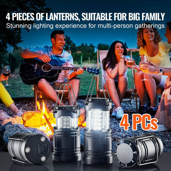 LED Camping Lanterns Collapsible Battery Powered Flashlights Set of 4