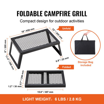 Folding Campfire Grill Portable Camping Fire Pit Steel Outdoor BBQ Picnic - 0