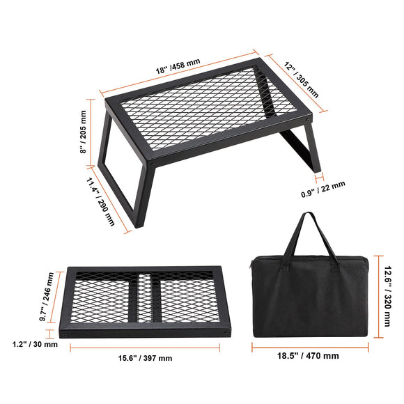 Folding Campfire Grill Portable Camping Fire Pit Steel Outdoor BBQ Picnic