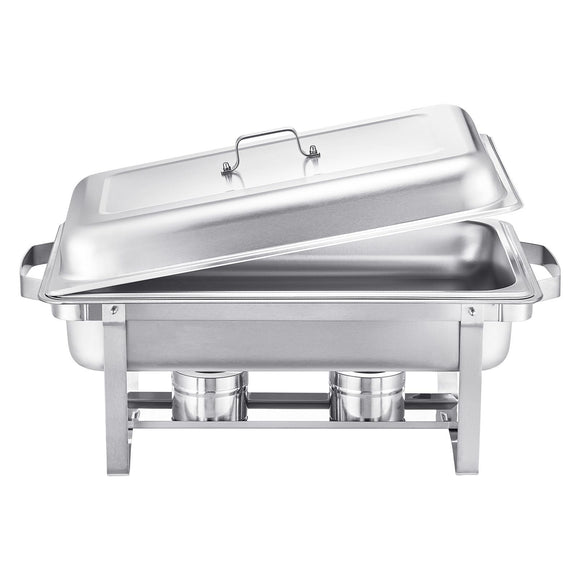 8 Qt 6 Pack Rectangle Chafing Dish Buffet Set Fullsize Pan Stainless Steel