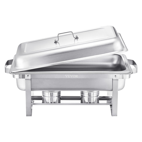 VEVOR 8 Qt 6 Pack Rectangle Chafing Dish Buffet Set Fullsize Pan Stainless Steel