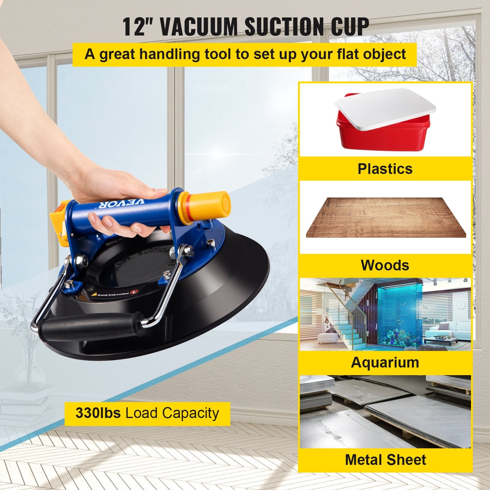 VEVOR Glass Lifting Vacuum Suction Cup Glass Lifter Suction Cup 30.4 cm 150 kg - 0