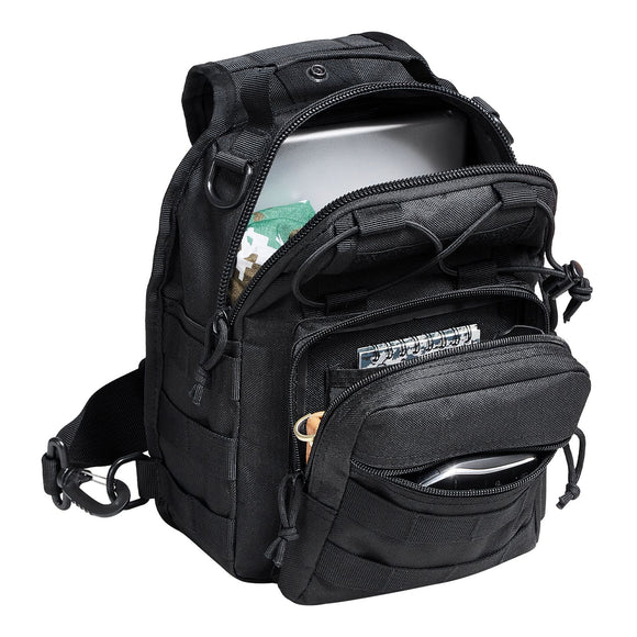 Tactical Sling Bag 10L Military Rover Shoulder Sling Backpack Black