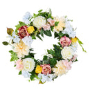 Artificial Decorative Wreath 60.96 cm White Pink Yellow Peonies Hydrangeas-1