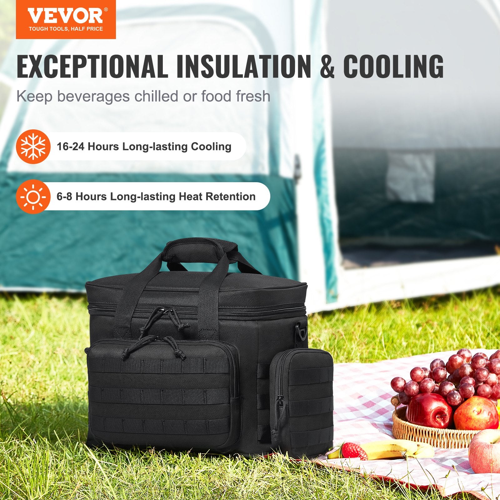 VEVOR Cooler Bag 20L Insulated Lunch Bag Molle Design & Removable Storage Bags - 0