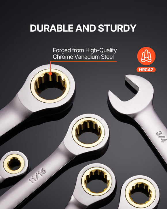 Combination Wrench Set 24 PCS SAE 1/4" - 7/8" Metric 8-19mm Organizer Rack