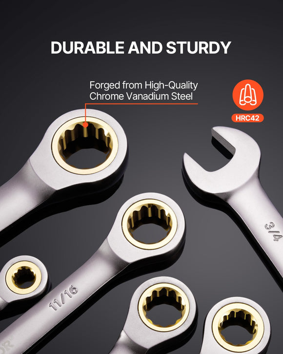 VEVOR Combination Wrench Set 24 PCS SAE 1/4" - 7/8" Metric 8-19mm Organizer Rack