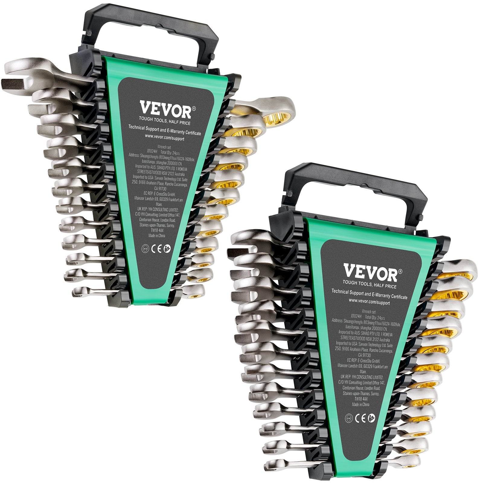 VEVOR Combination Wrench Set 24 PCS SAE 1/4" - 7/8" Metric 8-19mm Organizer Rack
