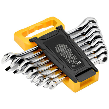 Combination Wrench Set 8-Piece Metric 8 mm to 19 mm with Organizer Rack