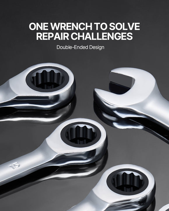 VEVOR Combination Wrench Set 8-Piece Metric 8 mm to 19 mm with Organizer Rack