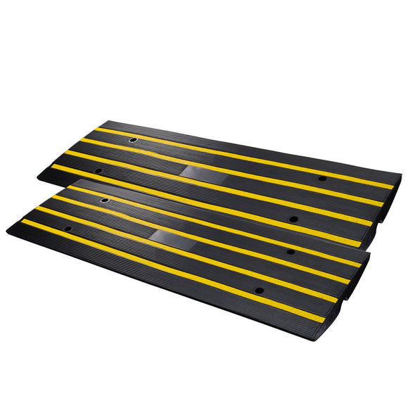 Curb Ramp, 2 Pack, 6.5 cm Rise, Rubber Driveway Ramps, Heavy Duty 15 tons Weight Capacity Threshold Ramp, Curbside Bridge Ramps for Loading Dock Garage Sidewalk, Expandable Full Ramp Set